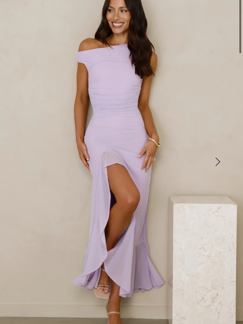 Lilac/ light purple Off-Shoulder Midi Dress